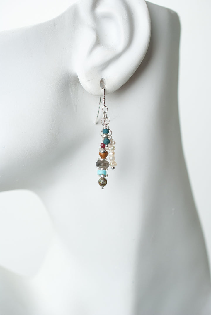 *Bloom Gemstone Tassel Earrings