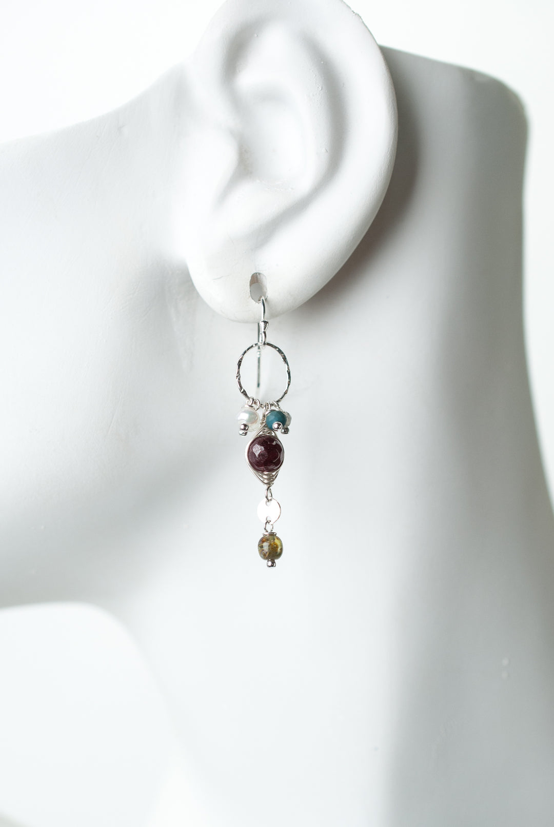 *Bloom Garnet Herringbone Cluster Dangle Earrings
