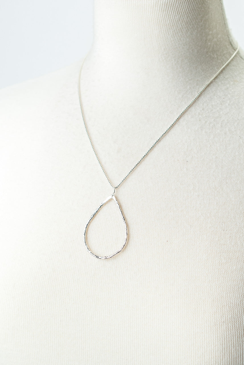 *Bloom 19.5-21.5" Silver Teardrop Pendant Necklace