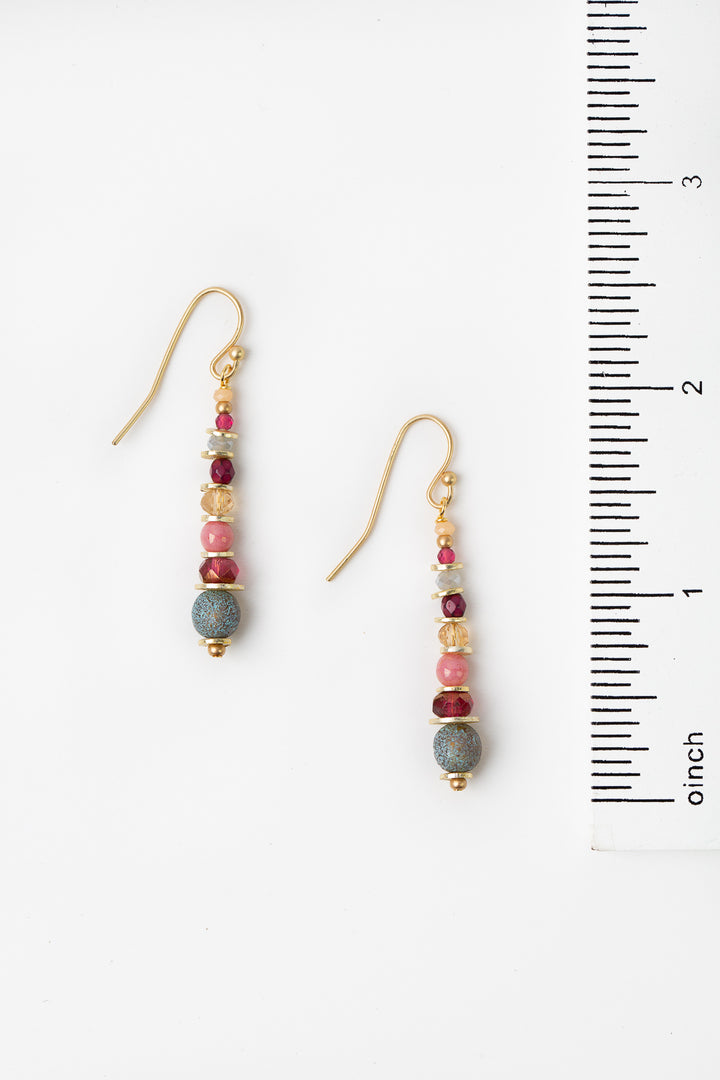 Blossom Czech Glass Stacked Simple Earrings