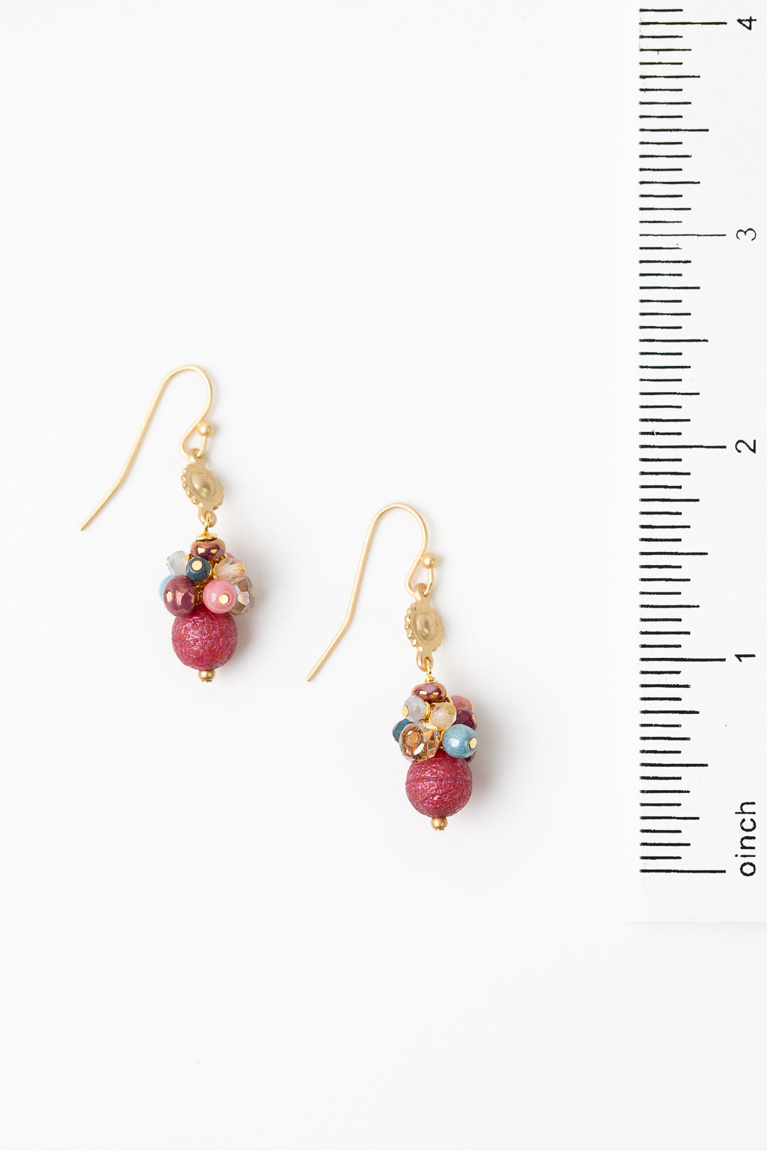 Blossom Matte Gold, Czech Glass Cluster Earrings