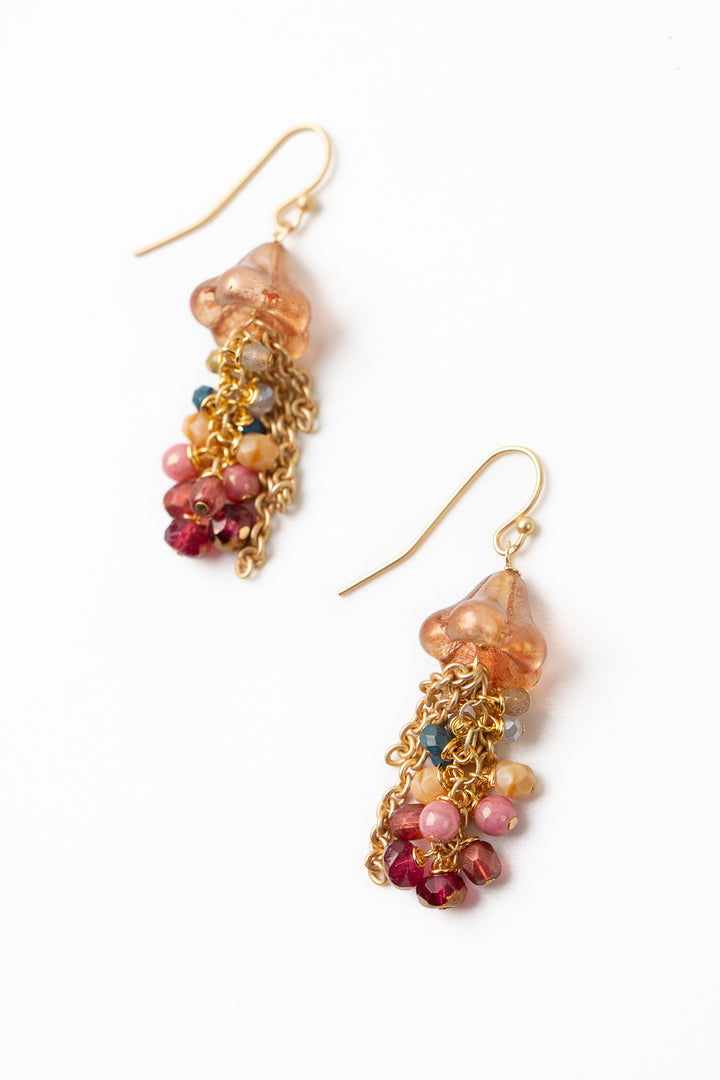 Blossom Czech Glass, Gold Statement Earrings
