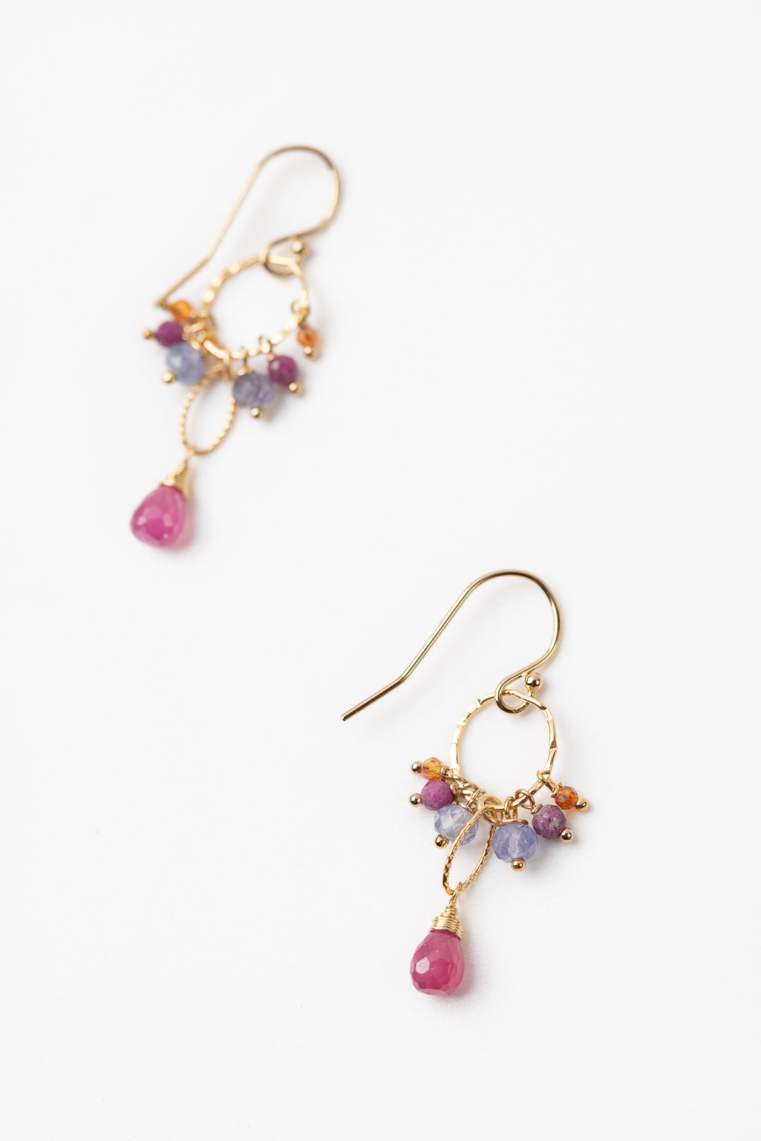 Blossom Ruby, Tanzanite Cluster Earrings