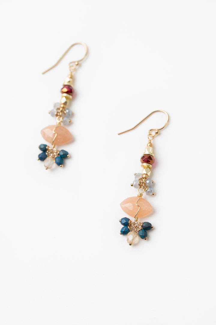 Blossom Czech Glass with Moonstone Statement Earrings