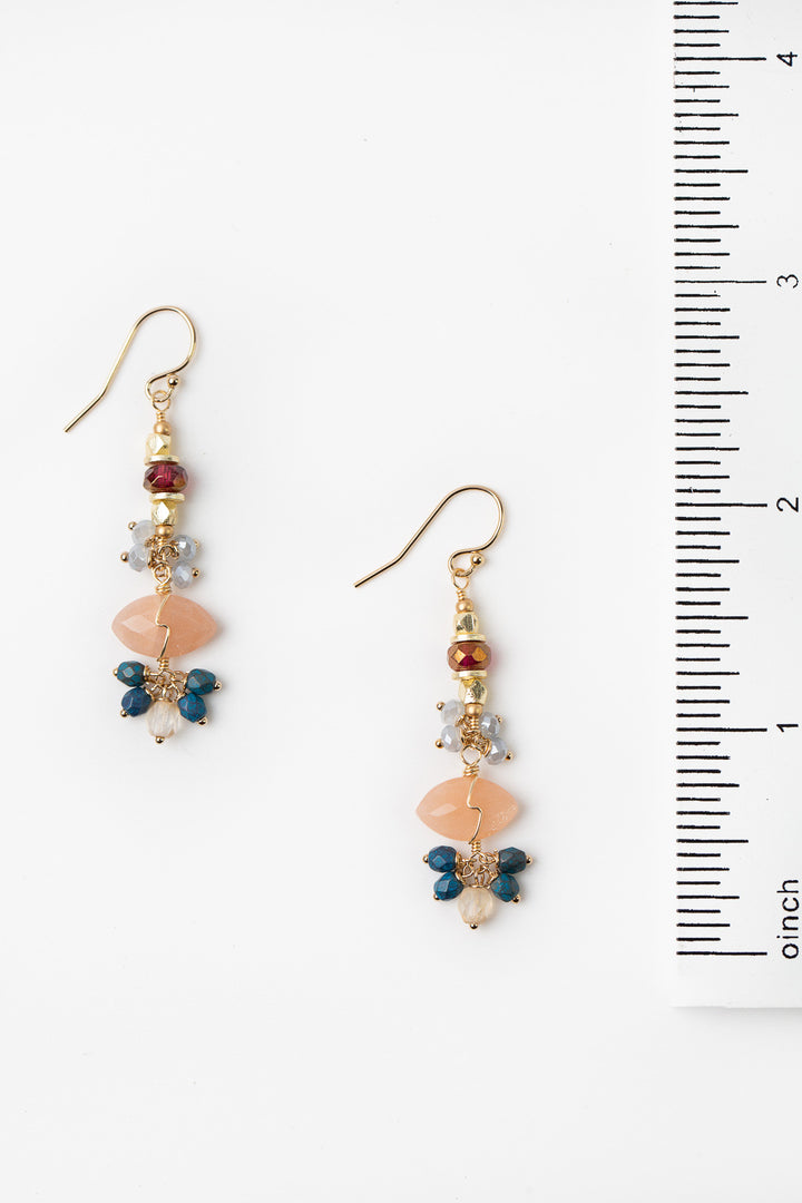 Blossom Czech Glass with Moonstone Statement Earrings