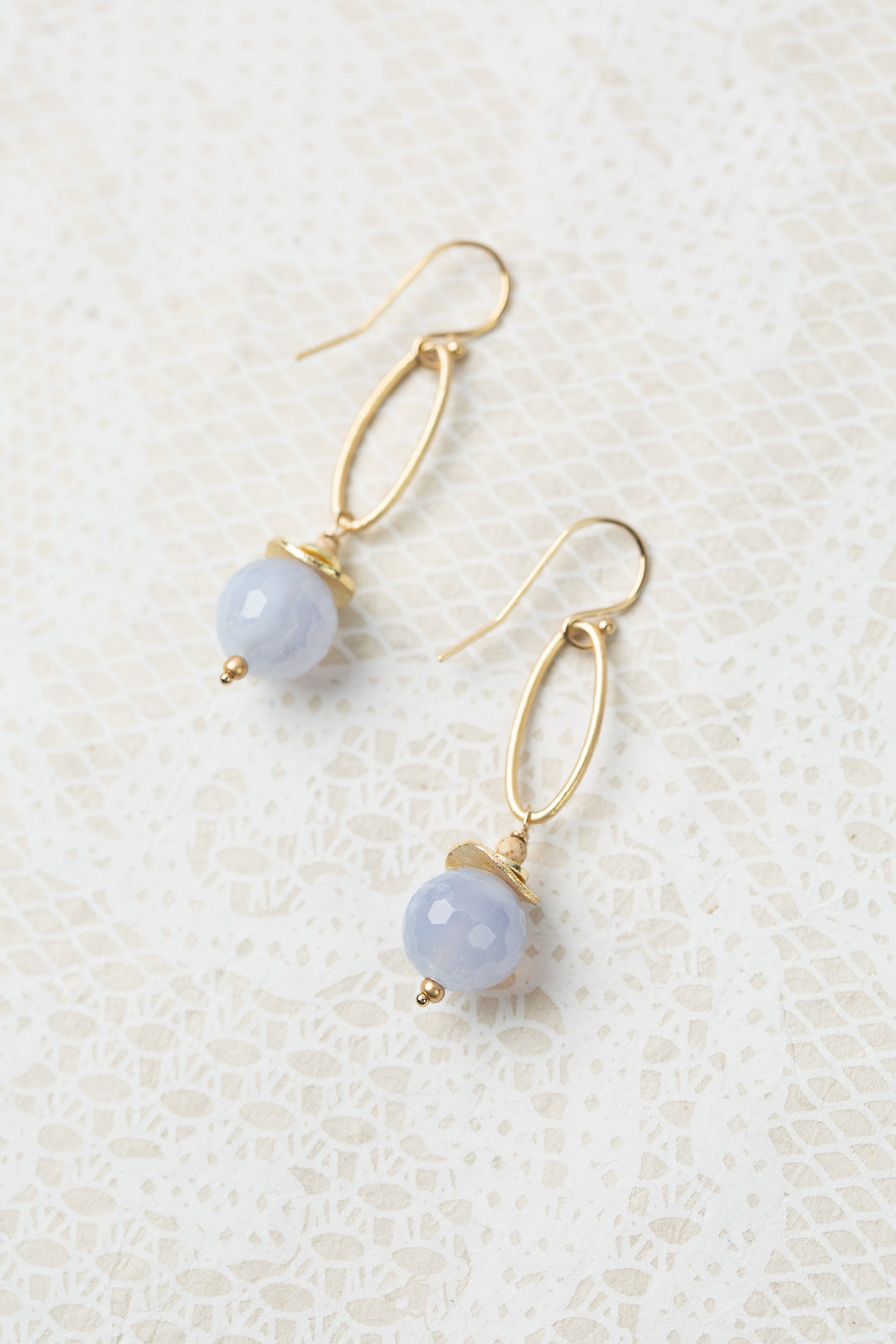 Blue Lace Simple Dangle Cluster Earrings