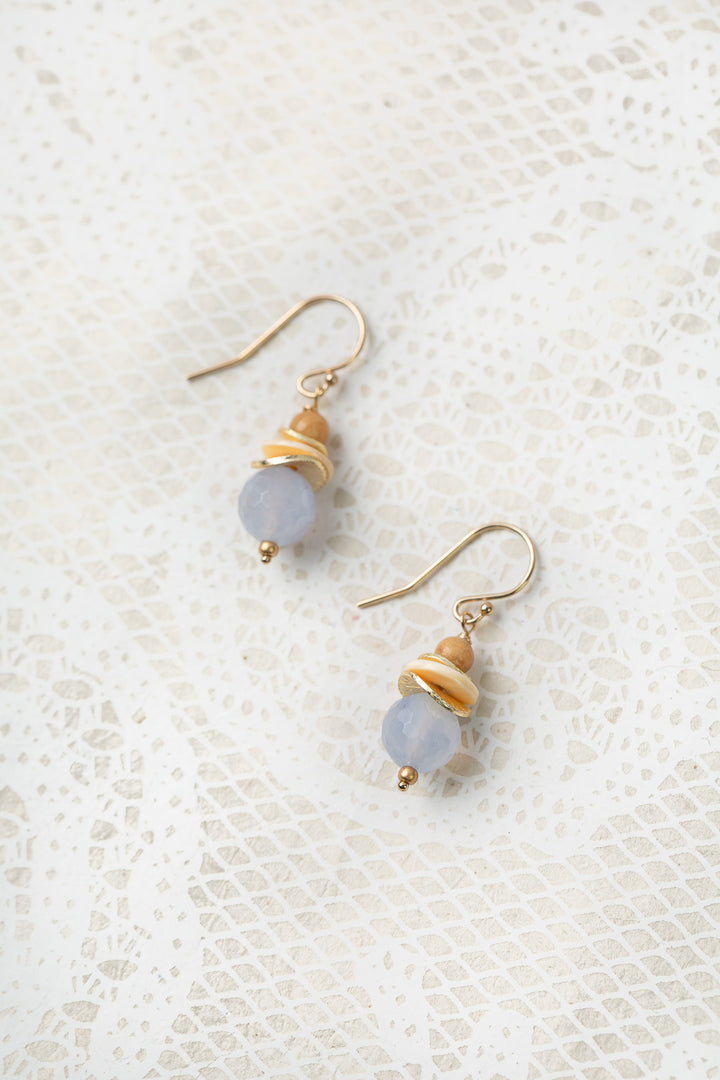 Blue Lace Shell, Jasper Dangle Earrings