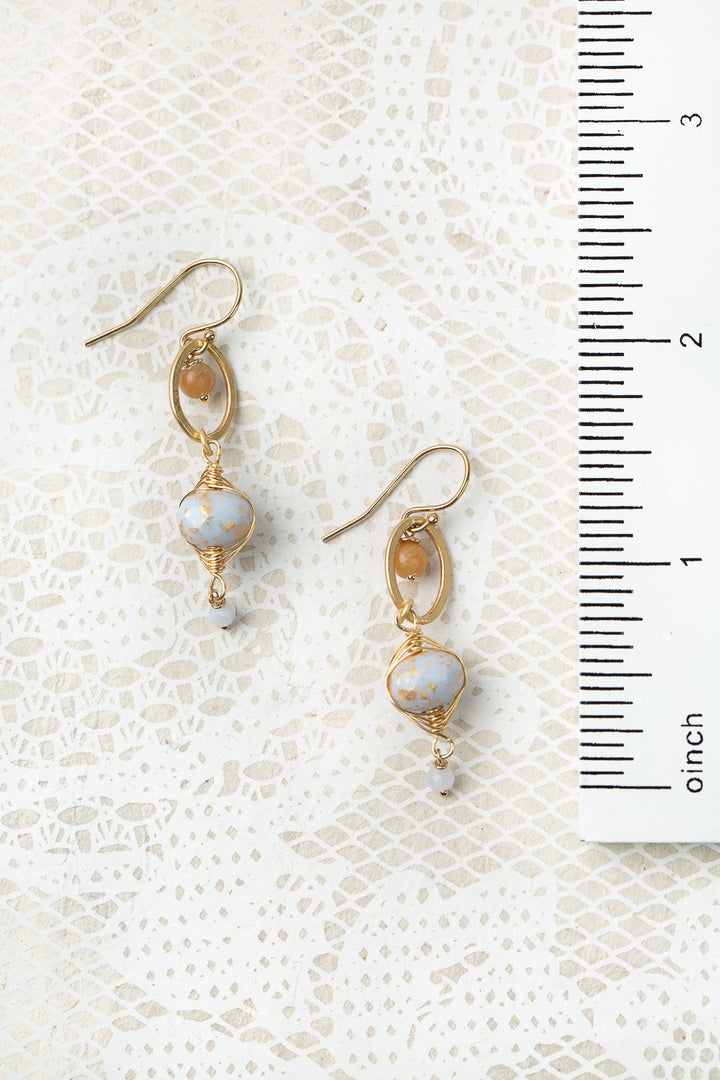 Blue Lace Herringbone Earrings