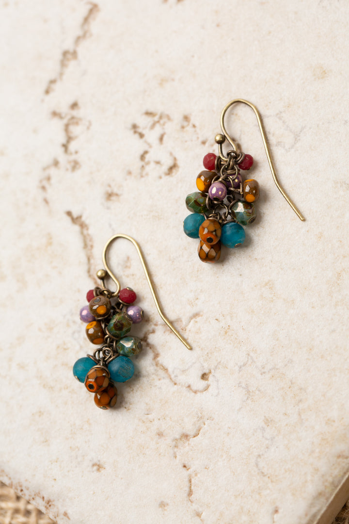 Bohemia Apatite Crystal Czech Glass Cluster Earrings