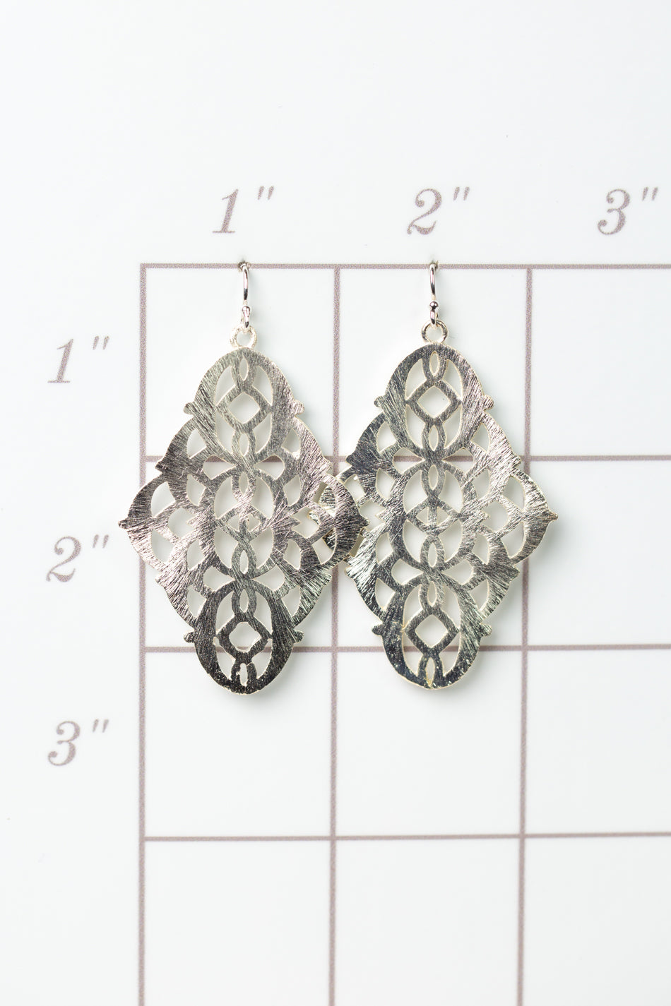 Brushed Silver Filigree Statement Earrings