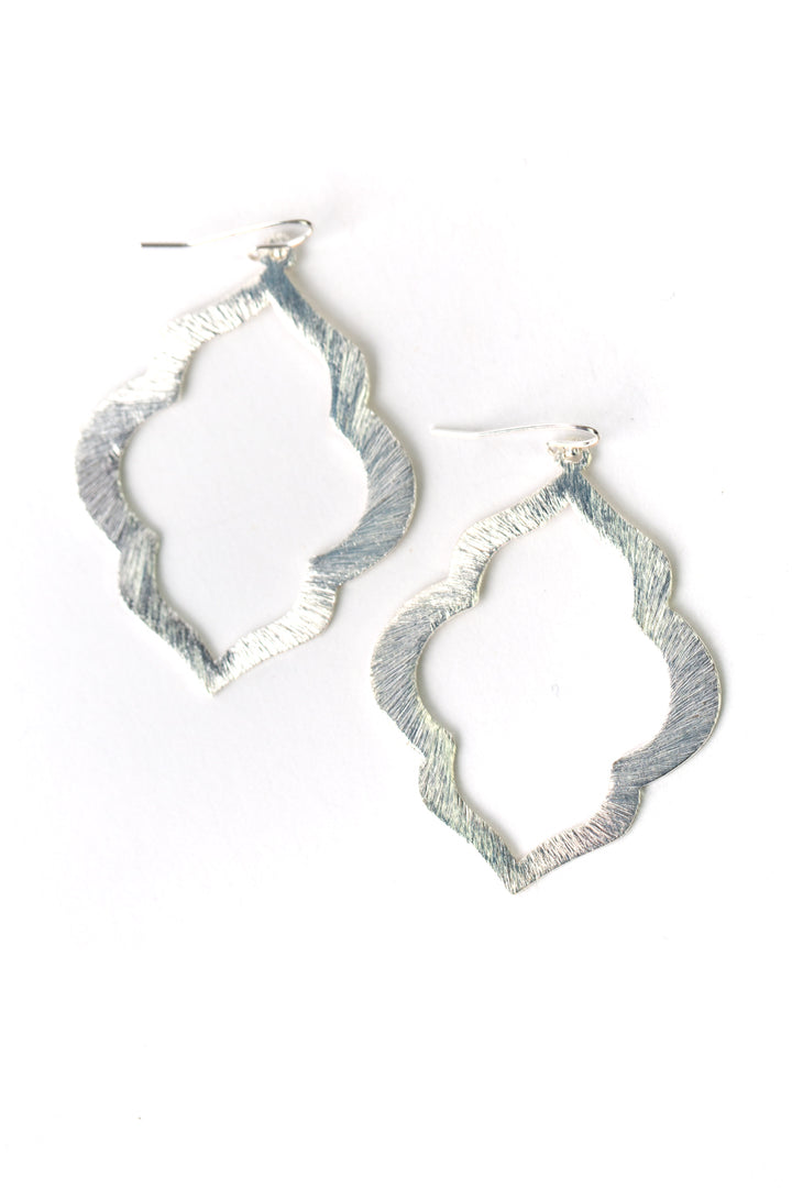Brushed Silver Oblong Statement Earrings