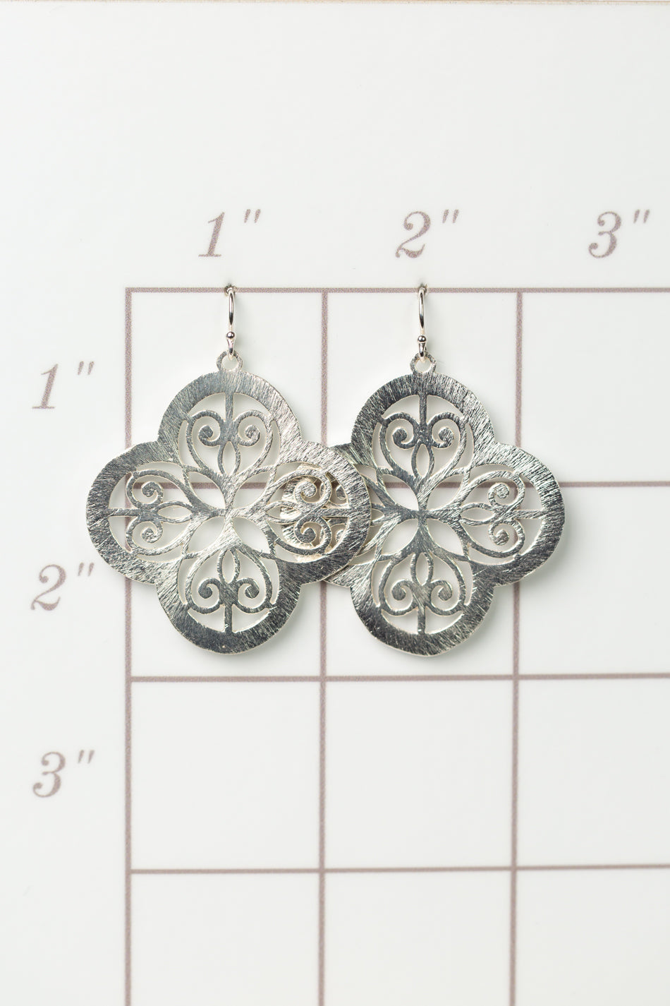 Brushed Silver Clover Statement Earrings