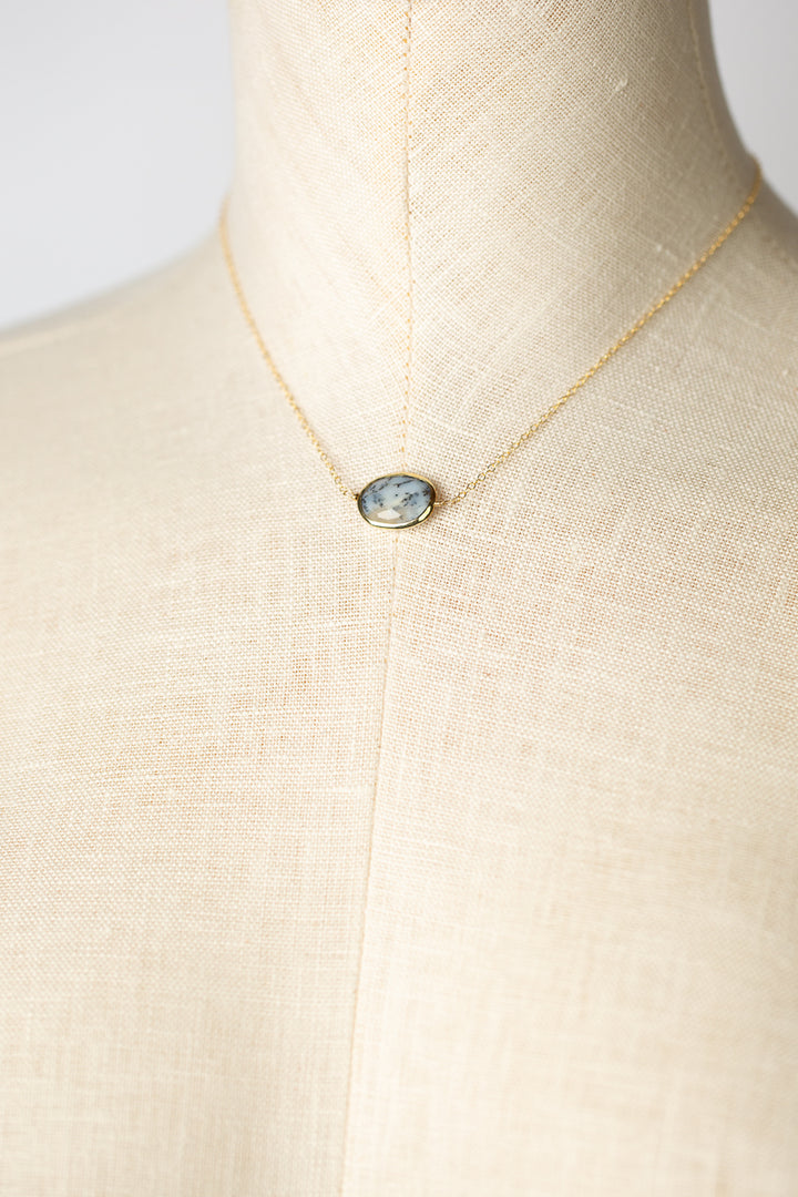 Balancing Grace 16-18" Simple Dendritic Opal Bezel Necklace