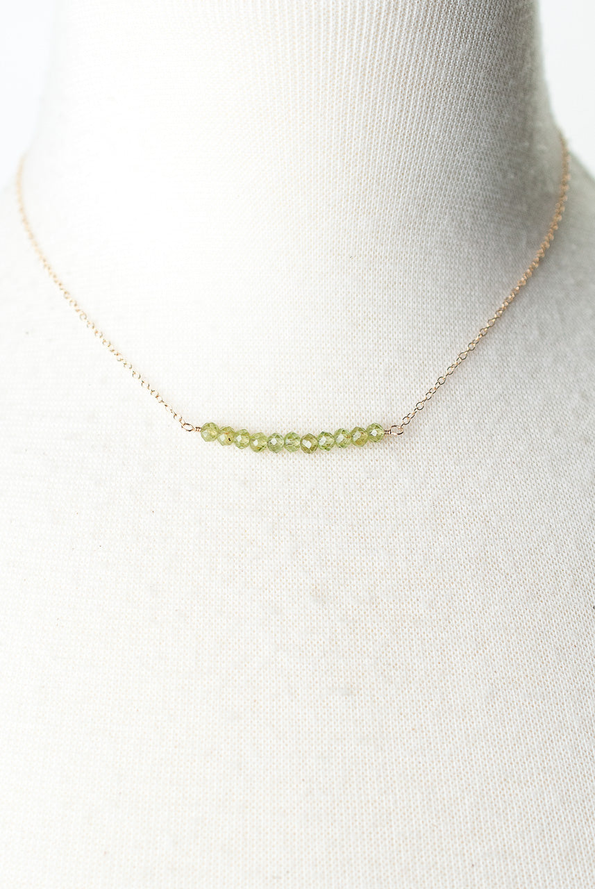 Birthstone 16-18" August Gold Peridot Bar Necklace