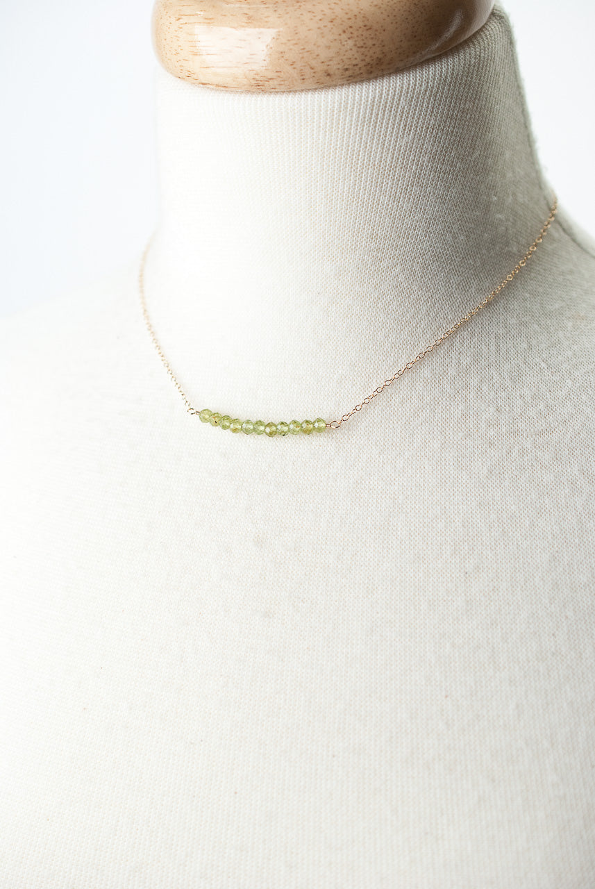 Birthstone 16-18" August Gold Peridot Bar Necklace