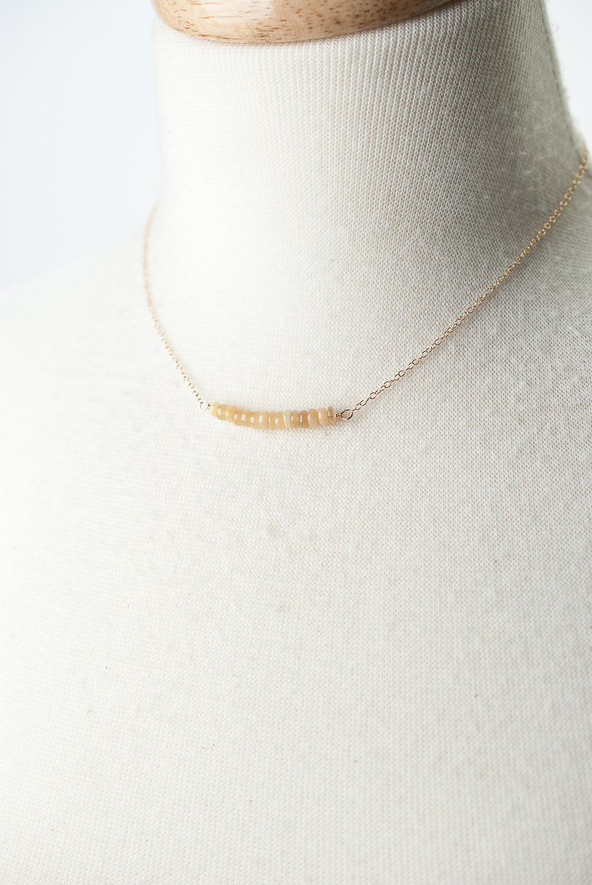 Birthstone 16-18" October Gold Opal Bar Necklace
