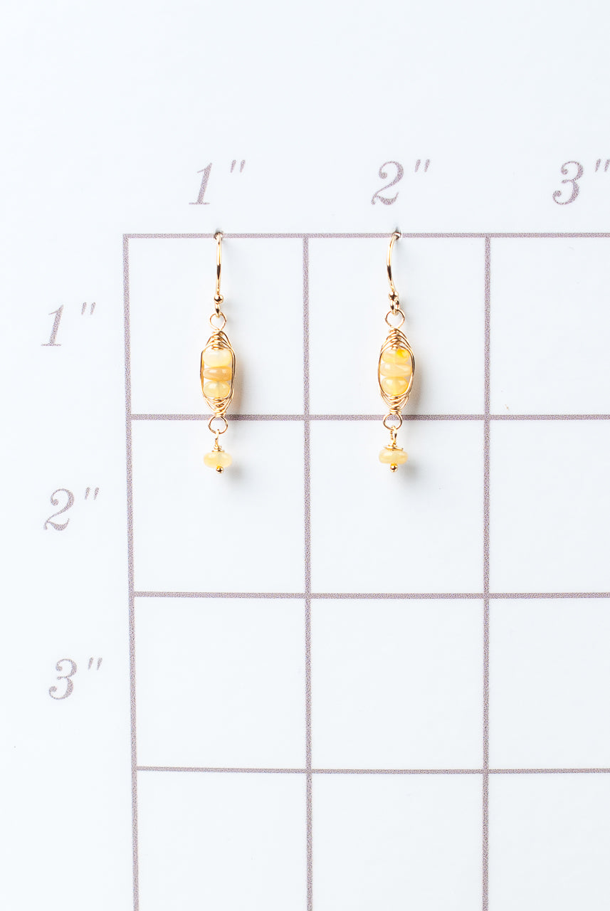 Birthstone October Gold Opal Herringbone Earrings