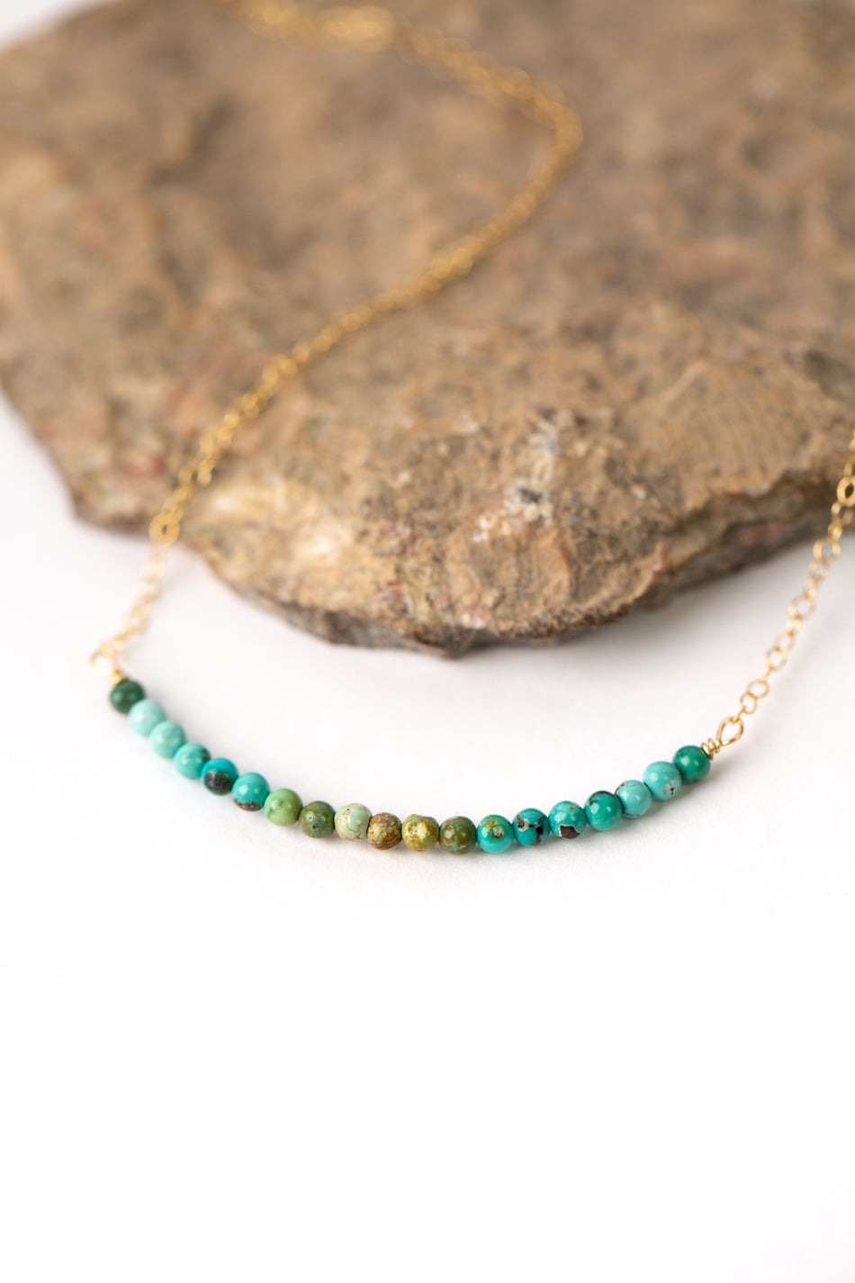 Birthstone 16-18" December Gold Turquoise Bar Necklace