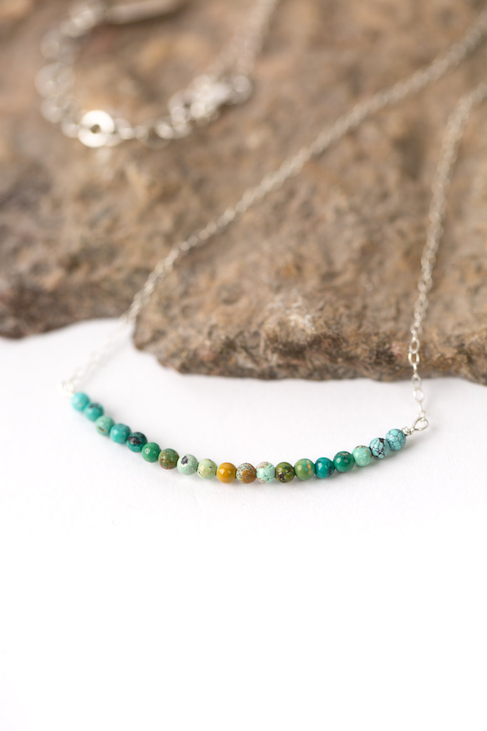 Birthstone 16-18" December Silver Turquoise Bar Necklace