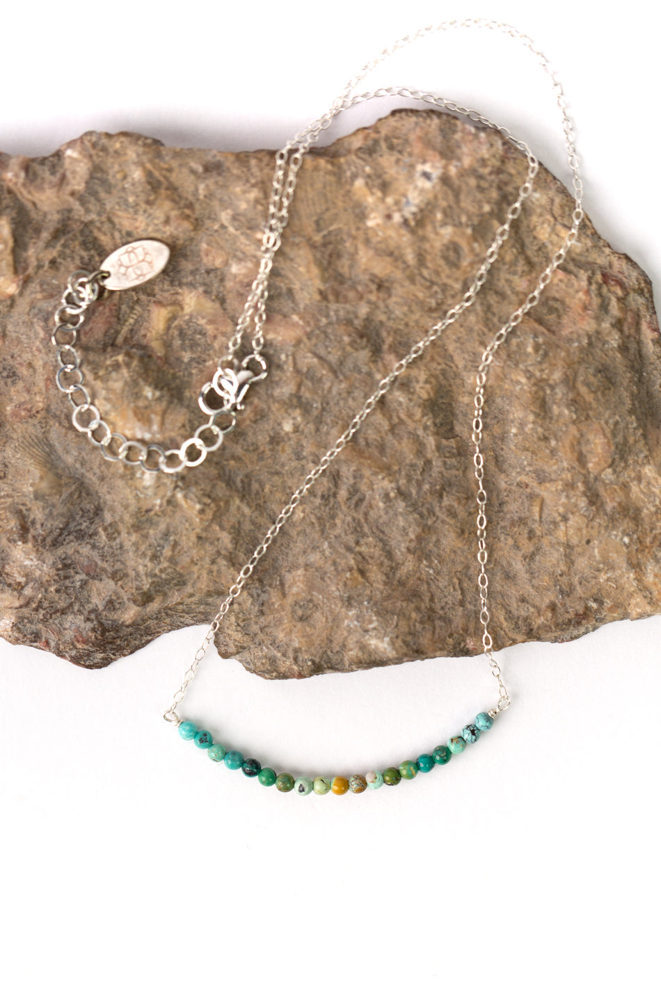 Birthstone 16-18" December Silver Turquoise Bar Necklace
