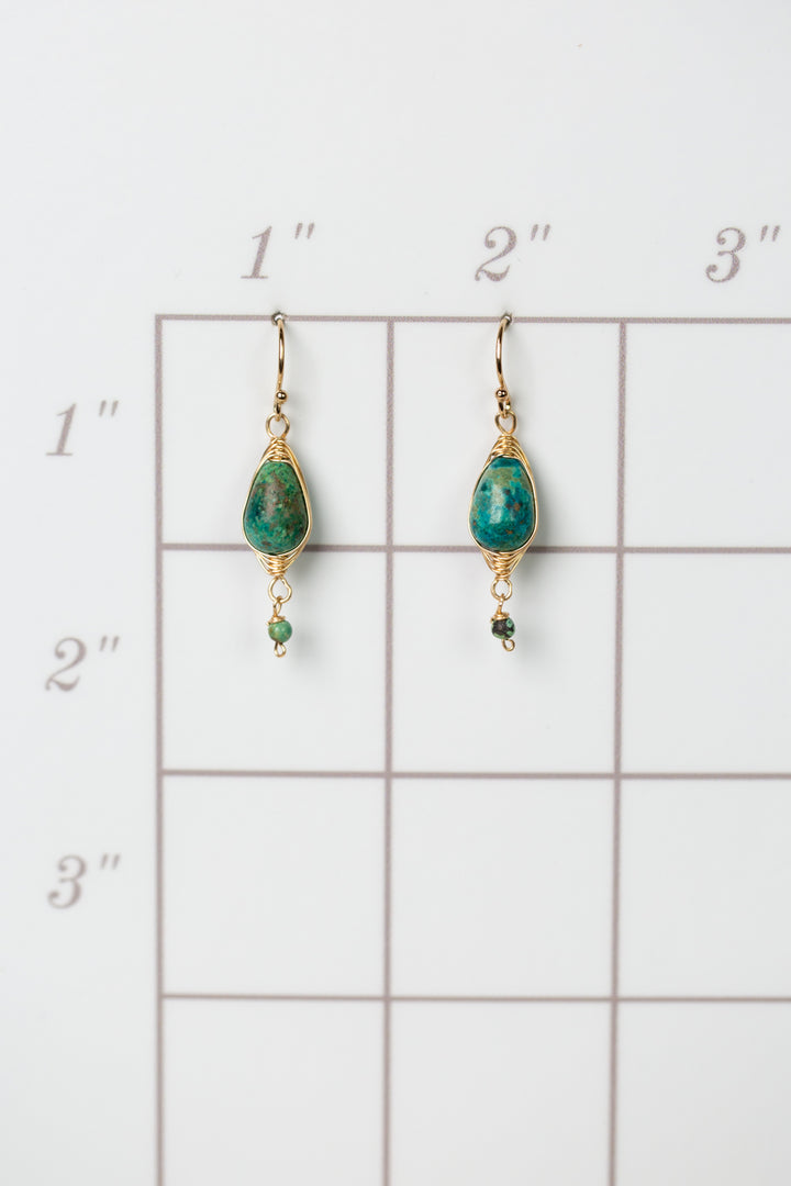 Birthstone December Gold Turquoise Herringbone Earrings