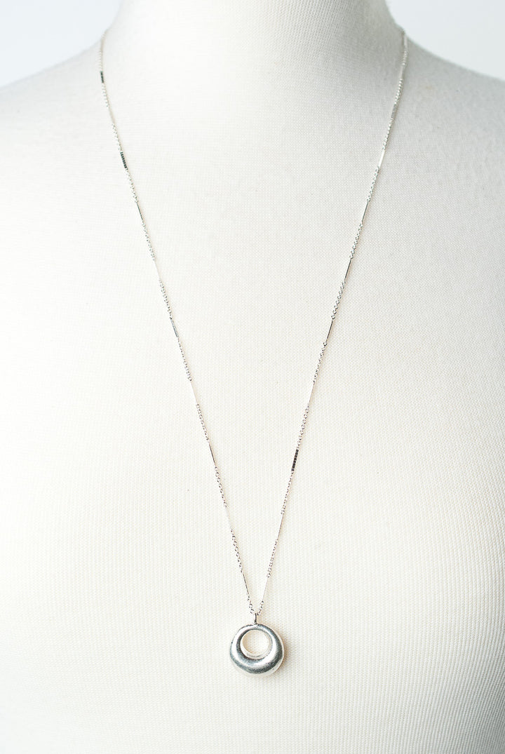 *Bloom 28.5-30.5" Sterling Silver Crescent Circle Pendant Necklace