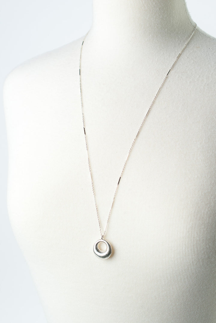 *Bloom 28.5-30.5" Sterling Silver Crescent Circle Pendant Necklace