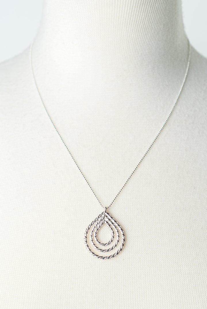 *Bloom 19.5-21.5" Silver Nesting Teardrop Pendant Necklace