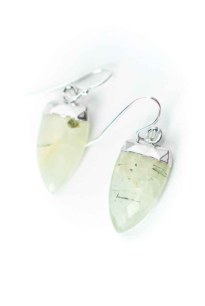 *Bloom Prehnite Arrow Bezel Earrings