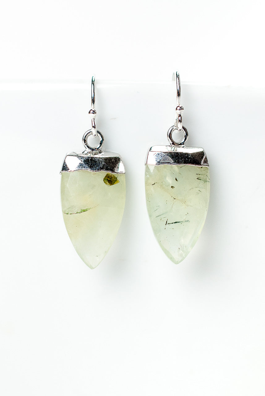 *Bloom Prehnite Arrow Bezel Earrings