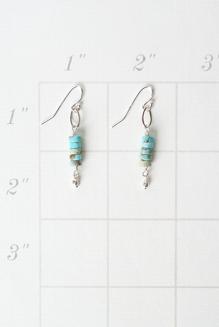 *Bloom Silver Turquoise Heishi Stack Dangle Earrings