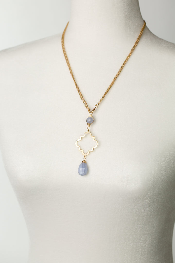 Blue Lace 39.5 or 20" Chalcedony Simple Necklace