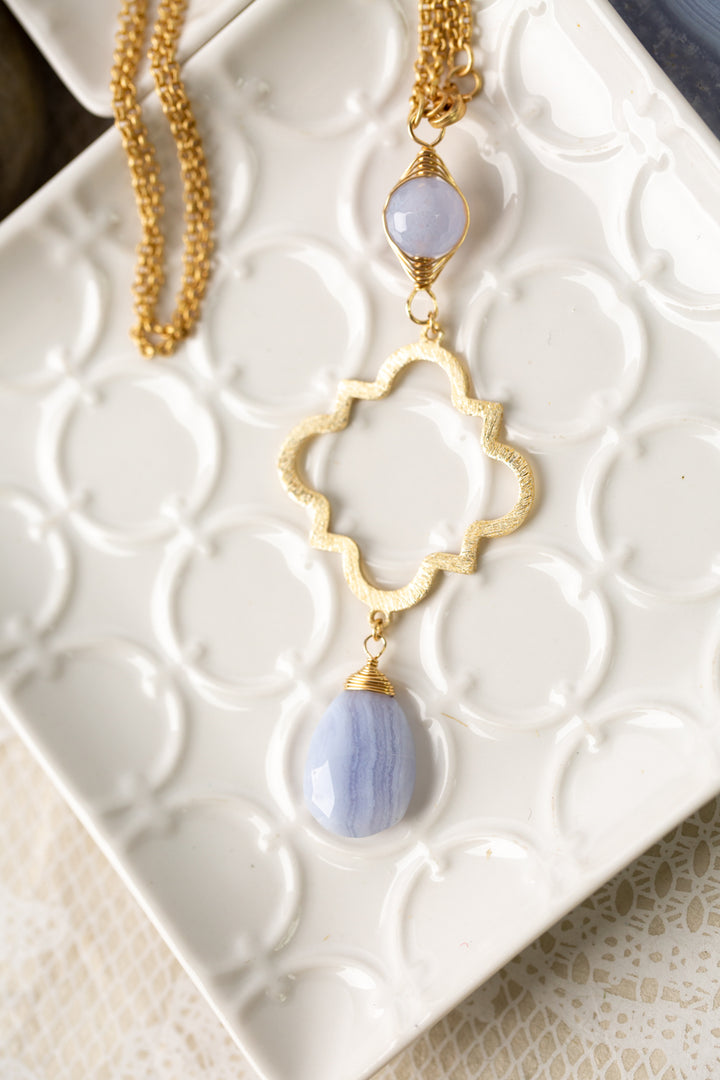 Blue Lace 39.5 or 20" Chalcedony Simple Necklace