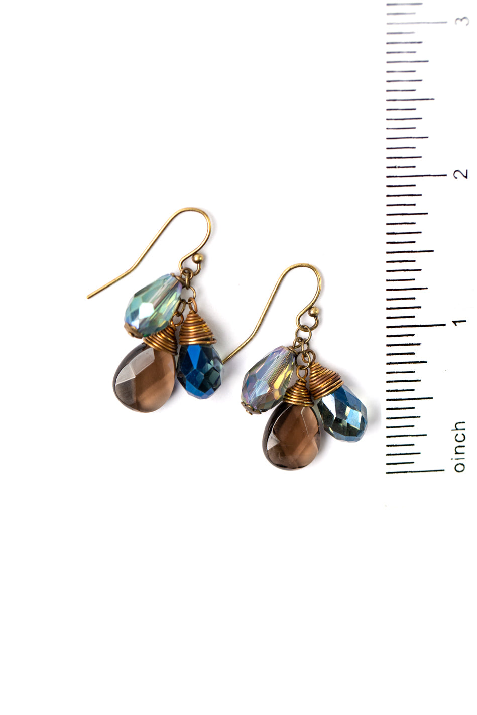 Crisp Autumn Crystal, Smoky Quartz Cluster Earrings (limited)