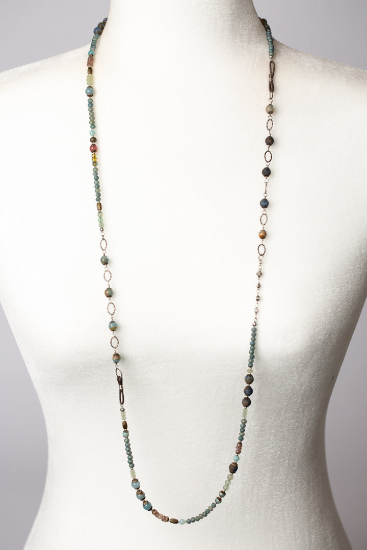 Courage 39.5-41.5" Crystal, Aquatine Calcite, Amazonite Collage Necklace