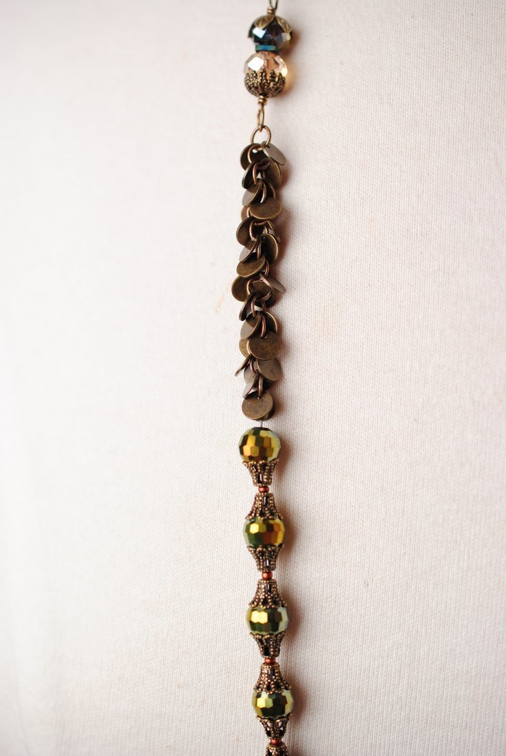 ***Crisp Autumn 42-44" Collage Crystal Gemstone Necklace