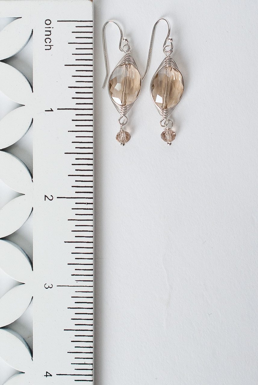 Herringbone Tan Small Oval Earrings