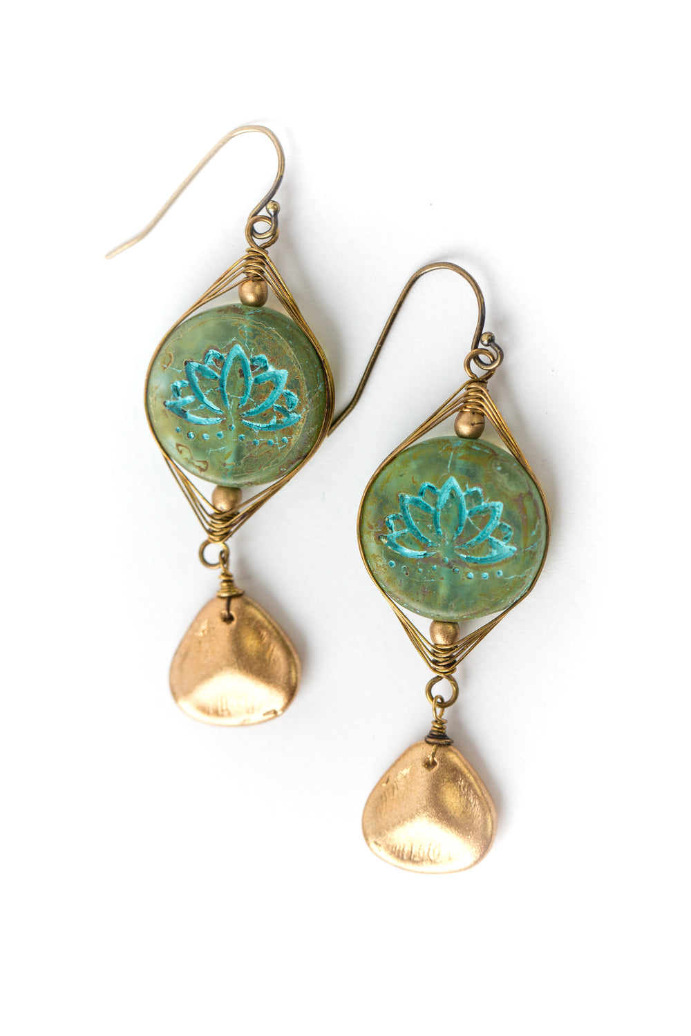 Czech Glass Herringbone Dangle Earrings (limited)