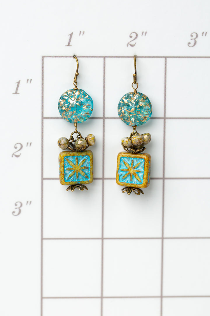 Czech Glass Cluster Faceted Dangle Earrings