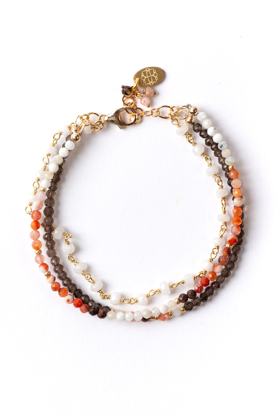 Devotion 7.5-8.5" Coral, Smoky Quartz Multistrand Bracelet