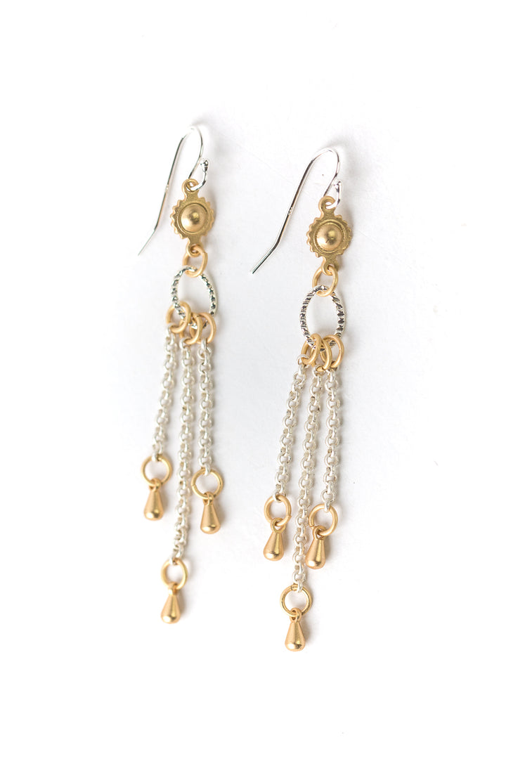 Emerald Isle Bronze Sunflower Tassel Earrings