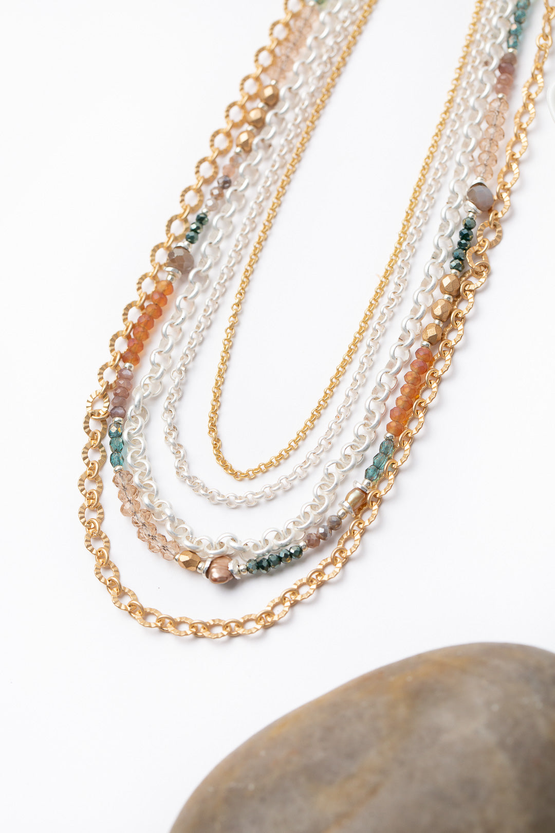Emerald Isle 16.5 or 26.5" Moonstone, Pearl, Czech Glass Multistrand Necklace