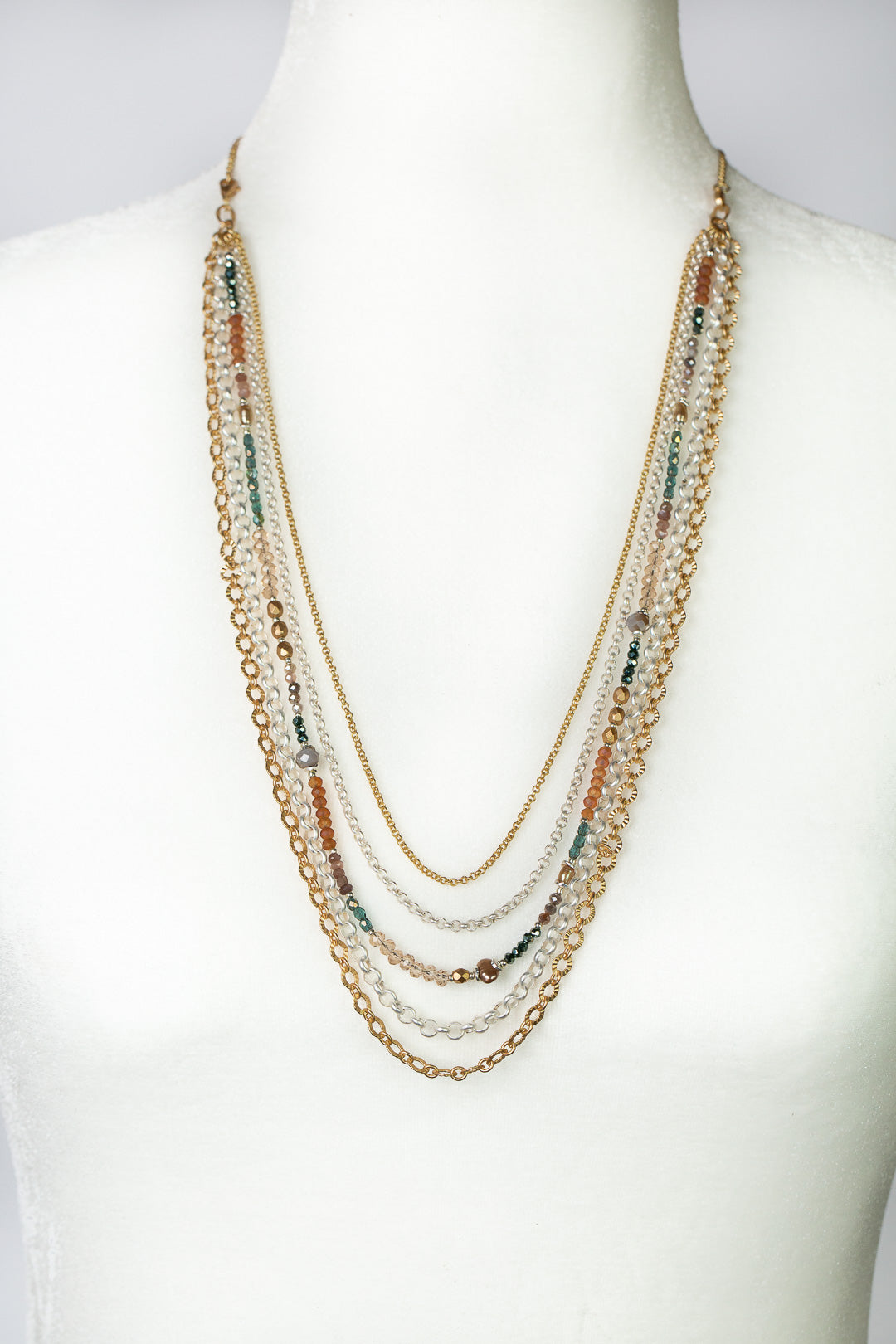 Emerald Isle 16.5 or 26.5" Moonstone, Pearl, Czech Glass Multistrand Necklace