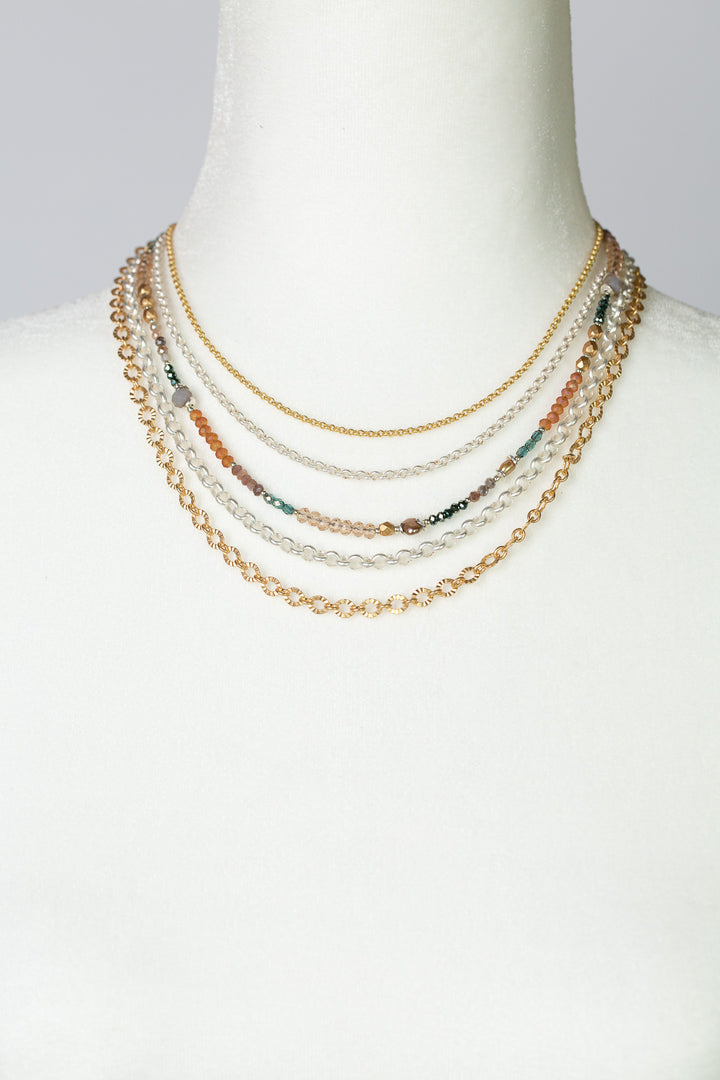 Emerald Isle 16.5 or 26.5" Moonstone, Pearl, Czech Glass Multistrand Necklace