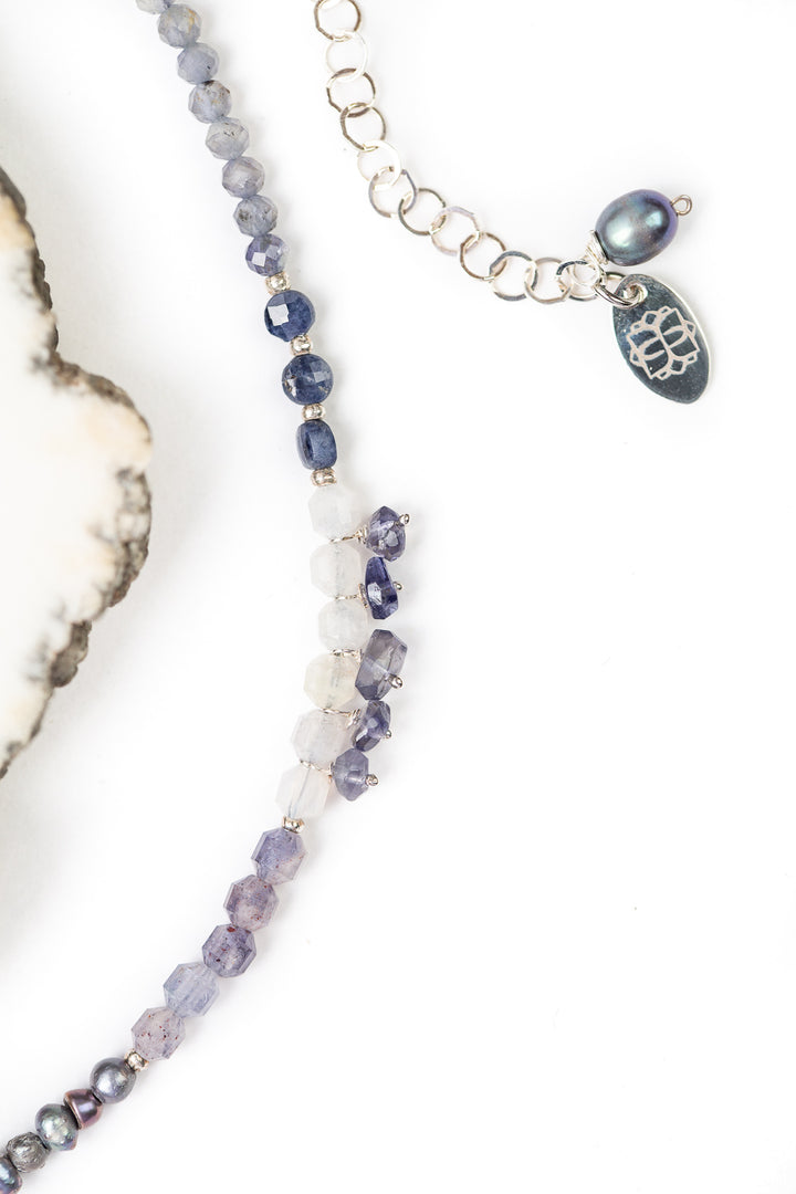 Ethereal 21.5-23.5" Iolite, Sodalite, Freshwater Pearl With Iolite Simple Necklace