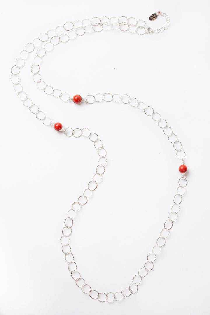 Flora 41.5-43.5" Red Coral Simple Necklace