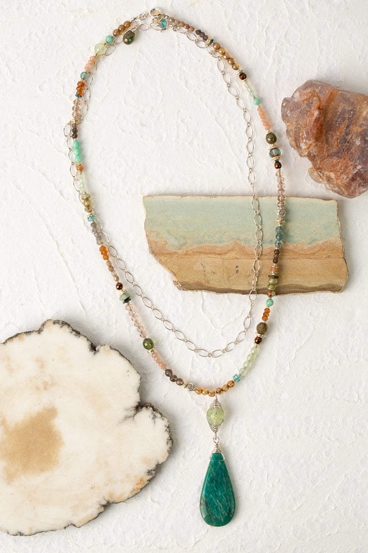 Gentle Breeze 20" or 39.5" Convertible Amazonite Pendant Necklace (limited)