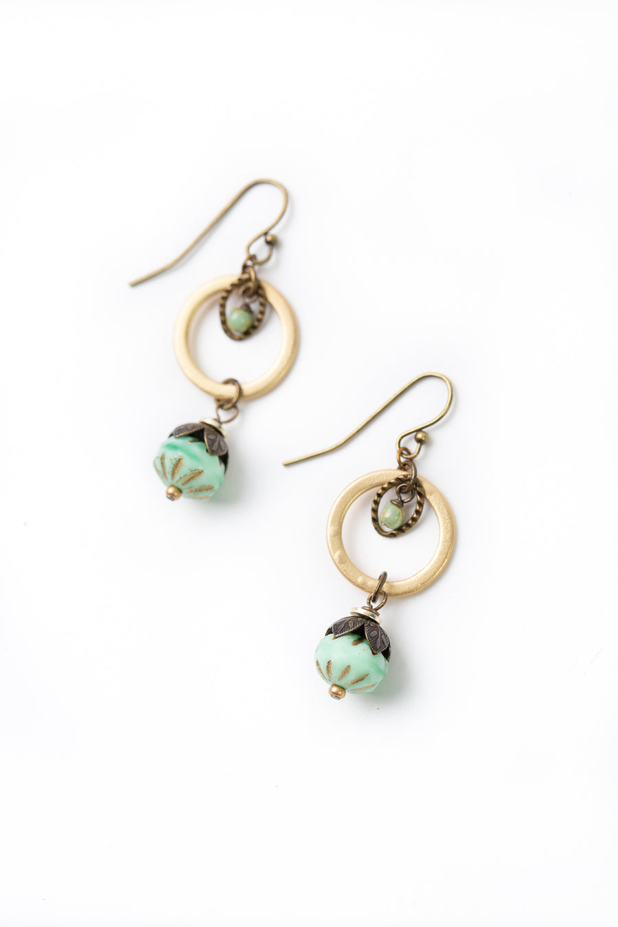 Heron Czech Glass Double Hoop Dangle Earrings Anne Vaughan Designs