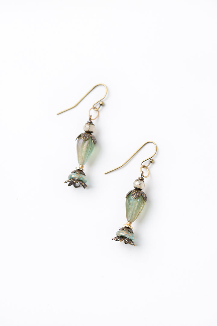 Heron Czech Glass Dangle Earrings
