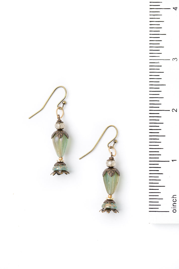 Heron Czech Glass Dangle Earrings